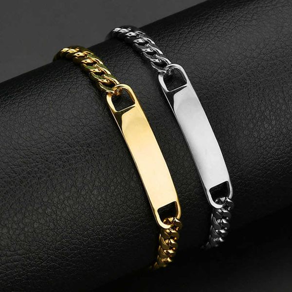 

stainls steel men's bracelet korean version exquisite curved brand bracelet trend jewelry can be engraved diy, Golden;silver