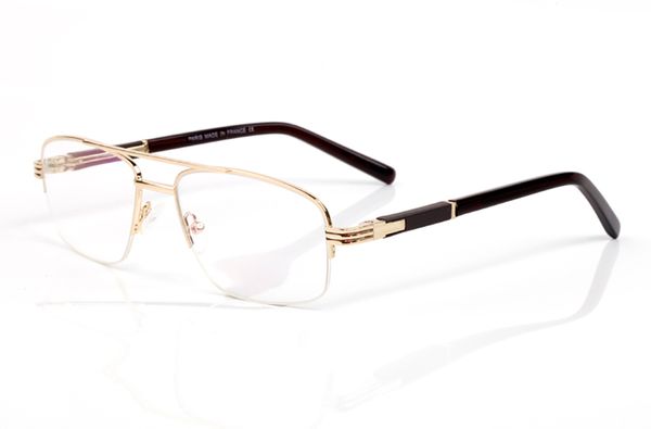 Goldene modische optische Brille, quadratischer rahmenloser Rahmen, optische Brille, klare Linse, einfacher Business-Stil für Männer