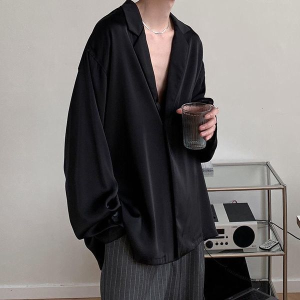

men's suits & blazers ice silk blazer mens korean business loose solid color formal party wedding evening dresses men, White;black