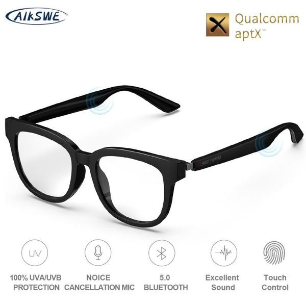 

headsets aikswe smart eyewear bluetooth 5.0 anti-blue light glasses touch wireless stereo music with hd mic pk huawei x gentle monster