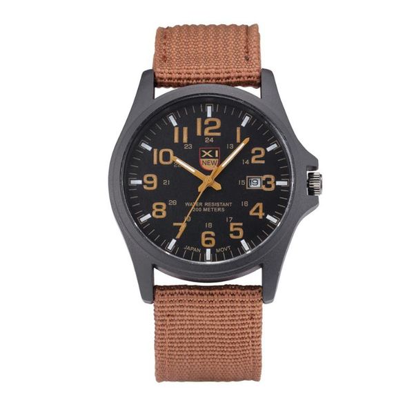 

wristwatches men's watch canvas with calendar sports quartz, Slivery;brown