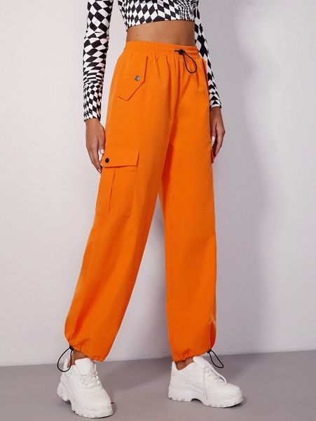 

neon orange cargo pants 05o7#, Black;white