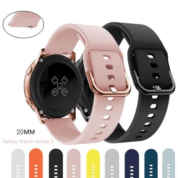 

watch bands 20mm silicone strap is suitable for huawei gt2 42mm / 2 pro silver buckle solid color, Black;brown