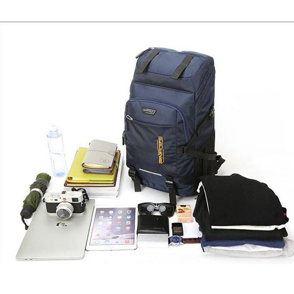 

men's travel hiking backpack large capacity oxford blue black lapbag reflective strip k018
