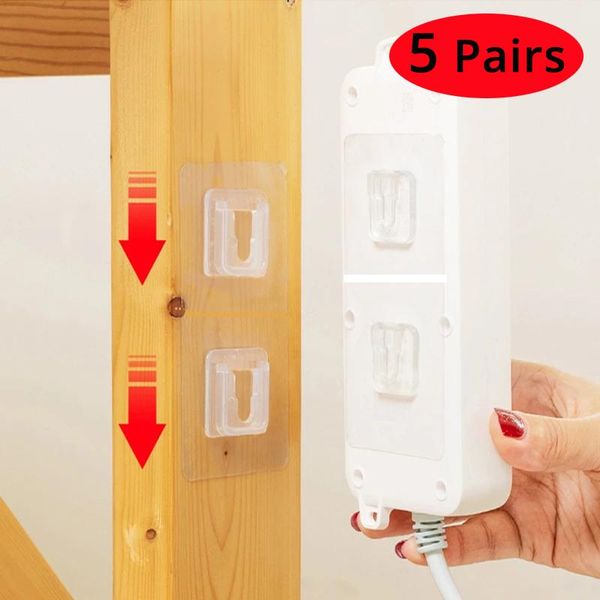 

hooks & rails 5 pairs double-sided adhesive wall hanger strong transparent suction cup sucker storage holder for kitchen