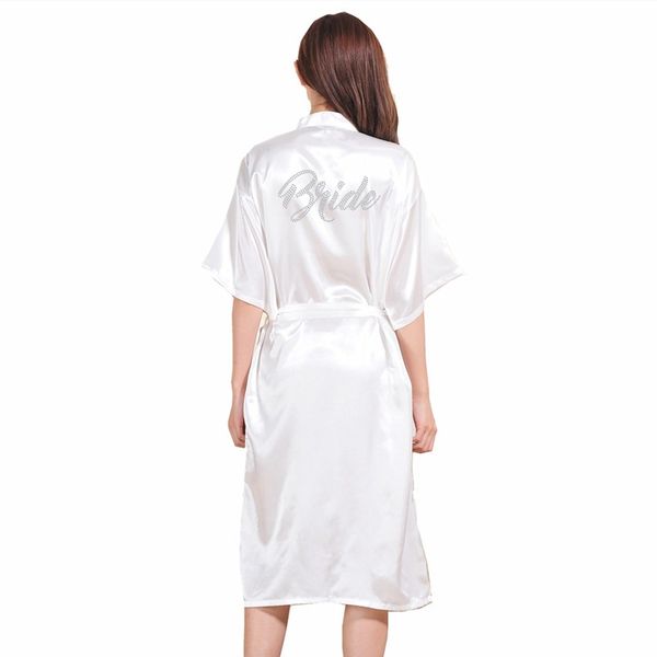 

bridal gown silver letter kimono personality satin pajamas wedding, White