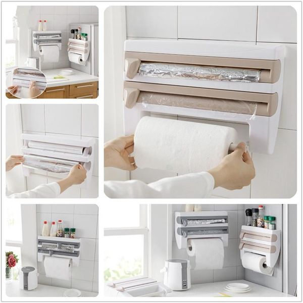 

food savers & storage containers kitchen cling film cutting holder sauce bottle tin foil paper rack towel organizer