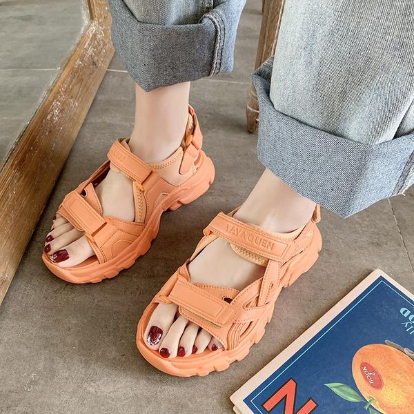 

women chunky sandals summer platform casual shoes luxury designers beach woman ins fashion flat sandal ladies black white 2021
