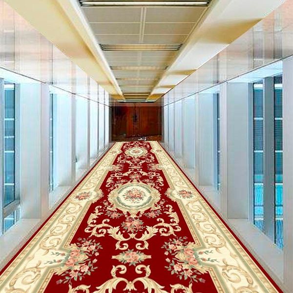 

carpets reese classical red floral lobby stairway hallway home party wedding decor corridor aisle anti slip long rugs customable