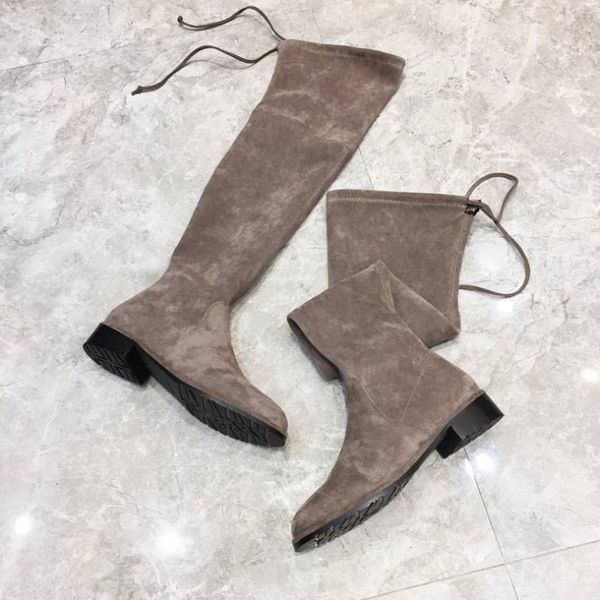 

boots fashion suede over knee thigh high slim street style women, Black