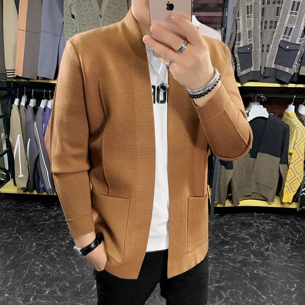 

men's sweaters autumn winter v neck cardigan men clothing 2021 simple front pockets slim fit knitted sweater casual pull homme 3xl, White;black