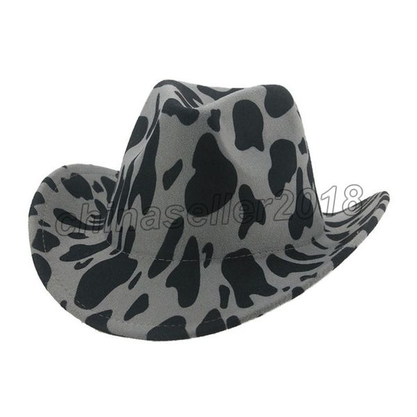 

weatern cowboy hat western cowboy cowgril panama wide brim cow pattern jazz fashionable casual fedoras felt women cap casquette, Blue;gray