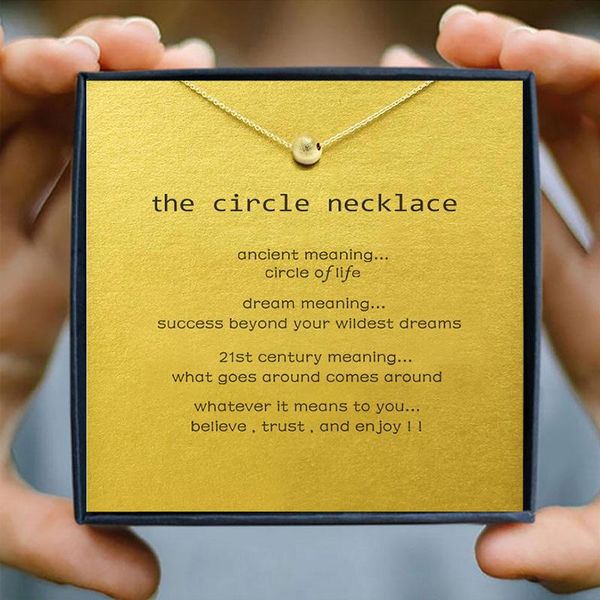 

pendant necklaces frosted ball necklace circle women princess birthday gift box alloy clavicle short chain make wish card, Silver