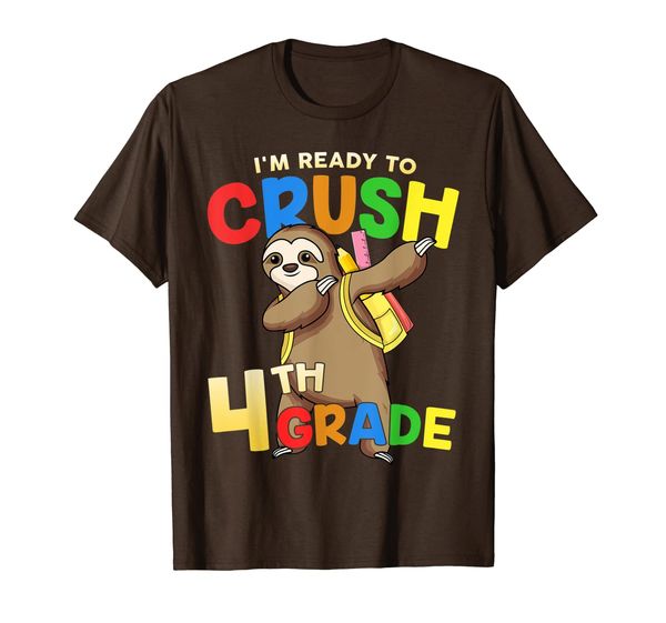 

sloth dabbing i'm ready to crush 4th grade shirt, White;black