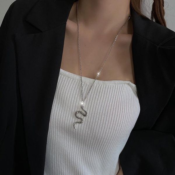 

pendant necklaces snake necklace animal dangle women minimalist style alloy trendy female birthday jewelry gift party, Silver