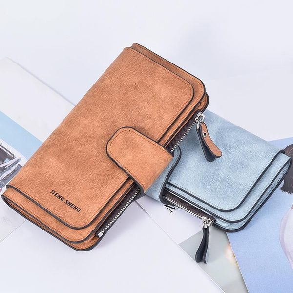 

womens clutch bag faux suede long wallet women matte leather lady purse female wallets card holder carteras, Red;black