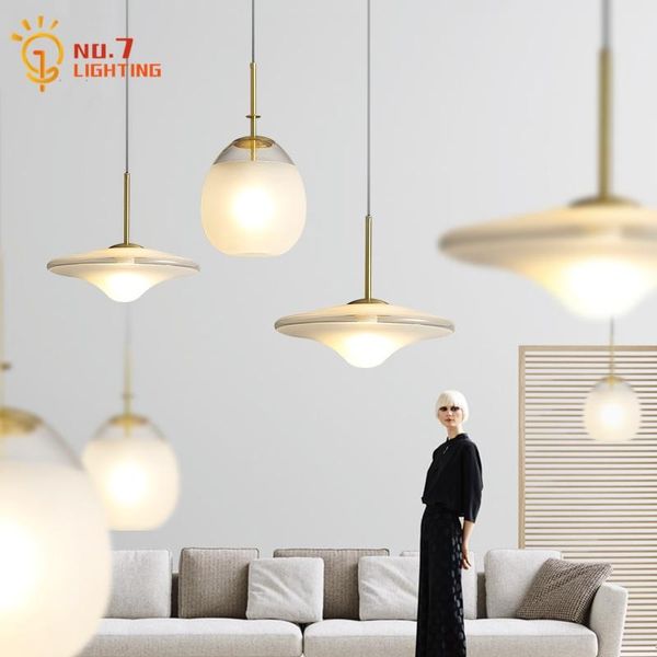 

pendant lamps nordic simple modern ufo lights led e27 glass ball hanging lamp home decor studio bedroom bedside bar restaurant study