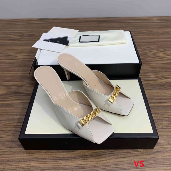 

70% off wholesale sandals flip-flops luxury star with the same horsebit buckle shallow mouth retro square head leather mid-high heels metal, Black
