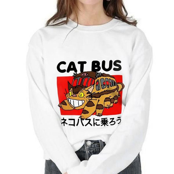 

japanese anime my neighbor totoro printed sweatshirt kawaii cartoon pullover cotton long sleeve hooded women's hoodies & sweatshirts, Black