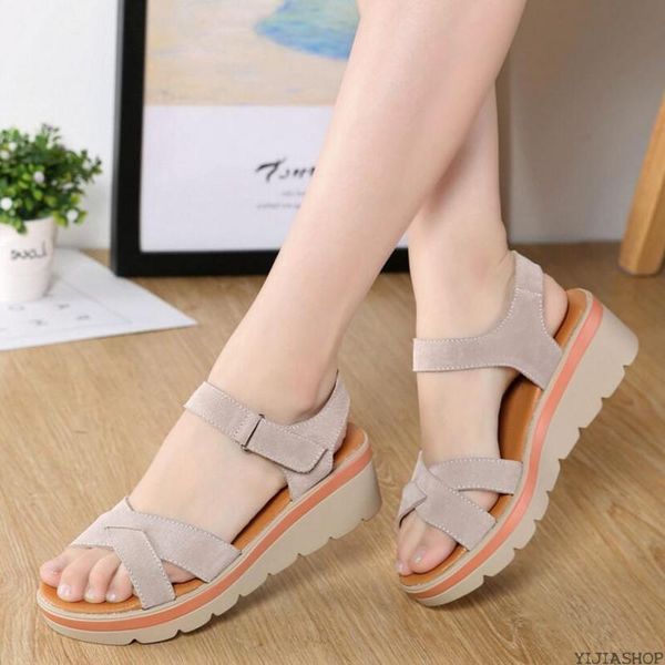 

leather sandals summer ladies women's shoes fashion wild student slippers, Black