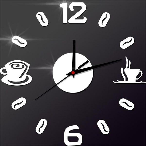 

wall clocks art diy mute modern mirror coffee cups decor acrylic self adhesive kitchen 3d analog home waterproof clock