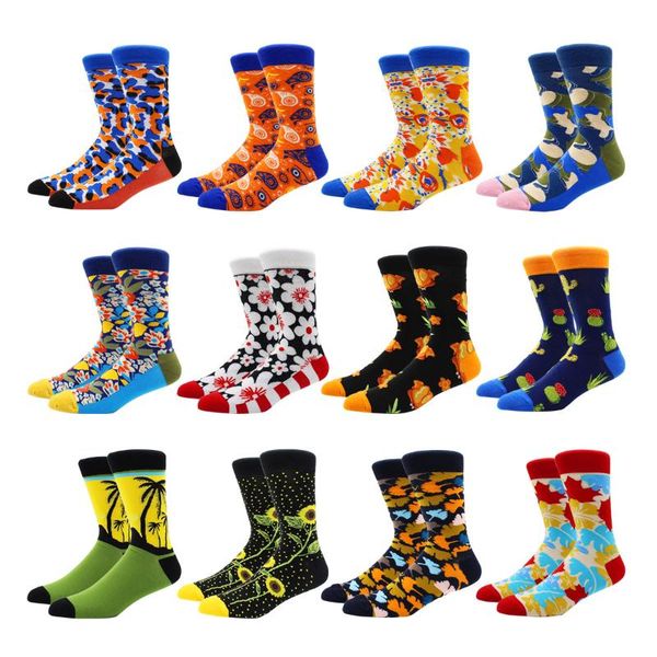 

men's socks men and women colorful winter combed cotton soft wear warm long calcetines de hombre business dress 6-12 pairs, Black