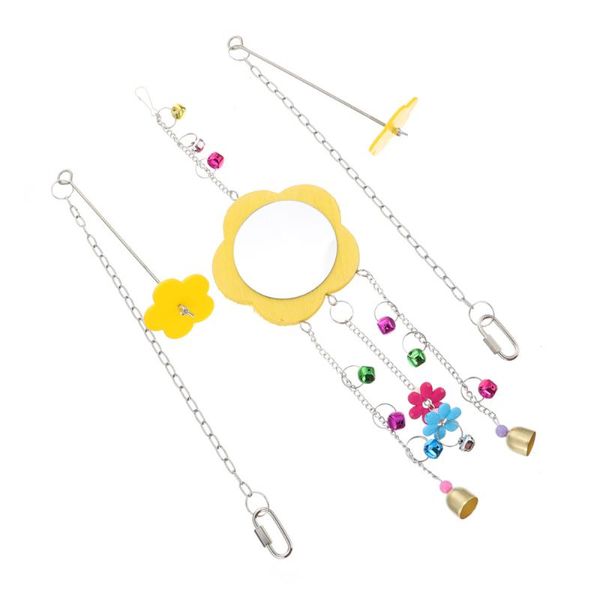 

forks 1 set of 3 pcs chicken mirror toys hanging swing parrot