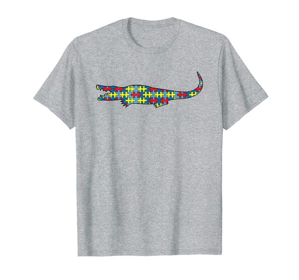 

gharial autism awareness kids gavial puzzle day mom gift t-shirt, White;black
