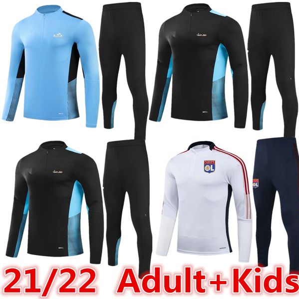

21 22 marseille homekids football kits men training soccer jersey kid tracksuits sets survetement foot chandal futbol, Black