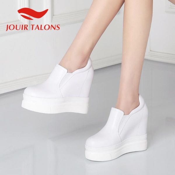 

dress shoes jouir talons dropship genuine leather woman pumps increased internal round toe platform spring/autumn casual, Black