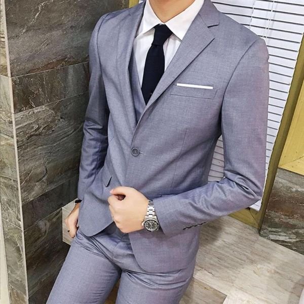 

men's suits & blazers three-piece plus size men blazer suit set slim fits wedding business formal vest jacket coat pants for, White;black