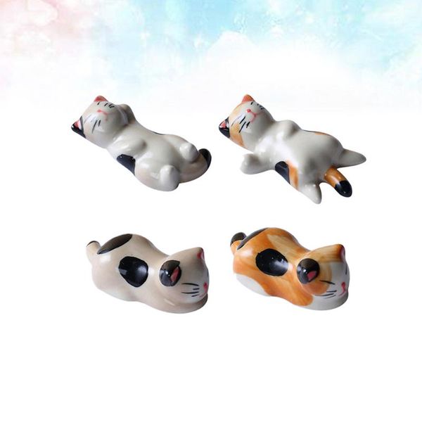 

4pcs household ceramic chopstick rack rest cartoon cat shape design for home (mixed style) chopsticks