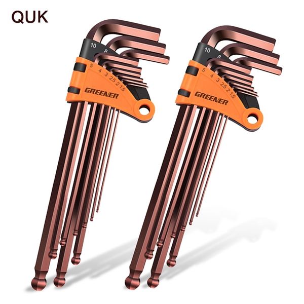 Örnek Hex Anahtarı Seti Tornavida Evrensel Allen Anahtar 1.5mm-10mm 9 Adet Çift End L Tipi Altıgen Düz Top Anahtarı Metrik El Aletleri 211110