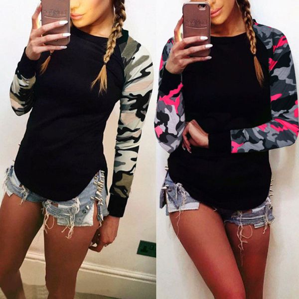 

autumn oversized hoodie women camouflage camo irregular army pullover female winter sweatshirt plus size polerones 210522, Black