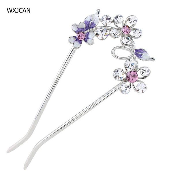 

hair clips & barrettes wxjcan hairwear u-shaped flower rhinestone stick sticks for women bruids haaraccessoires tiara bride accessories h108, Golden;silver