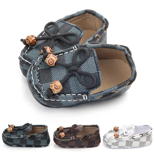 Yeni Moda Yenidoğan Erkek Bebek Ayakkabı Moccasins Yama Unisex Slip-on Ekose Rahat Yeni Doğan Toddler Bebek Kız Flats Ayakkabı 0-18 M