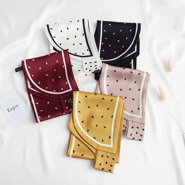 

scarves square silk scarf women fashion print small neck office lady hair band foulard hand kerchief female bandana shawl, Blue;gray