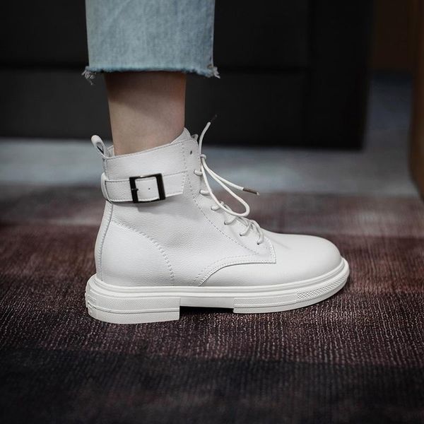 

dress shoes thick bottomed boots women's 2021 trend british style spring and autumn locomotive short are handsome slim, Black