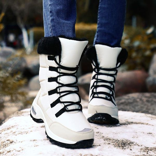 

boots allbitefo size 36-42 thick plush inside suitable for siberia winter keep warm snow fashion women shoes botas, Black