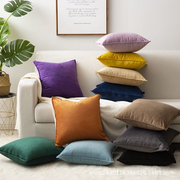 

Luxury fashion light luxury pure color velvet cushion cover pillow case home decoration sofa throw pillow