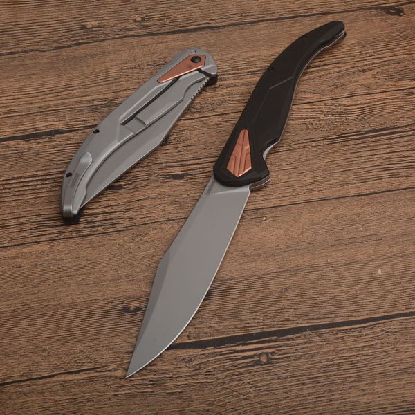 

kershaw 2077 strata xl 1077 kvt flipper knife 5.4 " d2 bead blasted clip point blade, black g10 and stainless steel handles pocket kniv