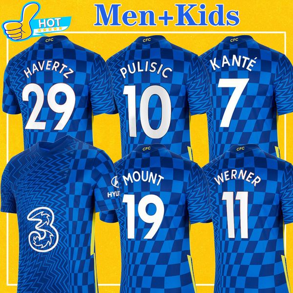 

mount soccer jerseys 21 22 home werner kante pulisic ziyech havertz giroud football shirt men + kids kit, Black;yellow