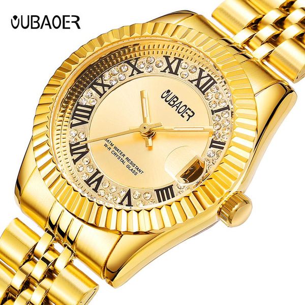 

wristwatches oubaoer thin simple quartz watch women ladies watches fashion dress rhinestone relogio, Slivery;brown