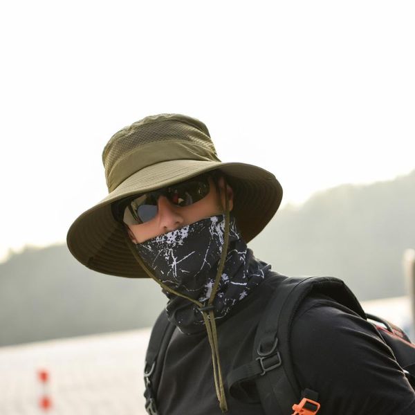 

wide brim hats fashion fisherman hat mens waterproof outdoor sun protection breathable climbing foldable oversized eaves, Blue;gray