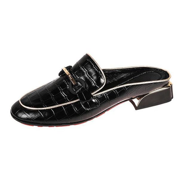 

slippers women mules slipper patent leather round toe slip on outdoor sandal causal low heel slides xds20-78, Black