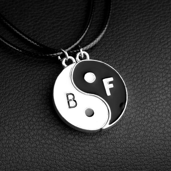 

pendant necklaces lucky couple geometry round tai chi yin yang bagua friends necklace love woman mother girl gift wedding blessing jewelry, Silver
