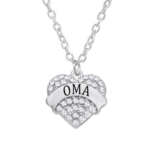 

wholesale factory direct selling heart charm rhinestone stone oma necklaces for women pendant, Silver