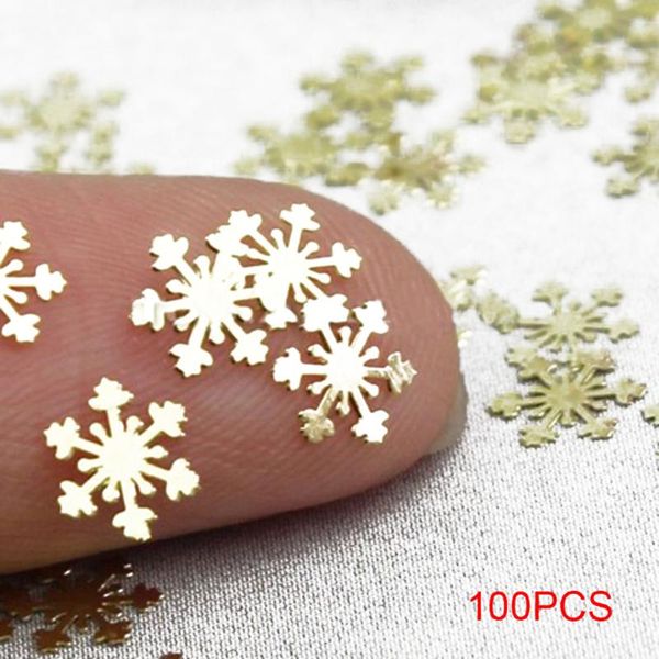 

nail art kits 100 pcs/set snowflake nails decoration stickers metal alloy wheel 3d tips rivet studs j9