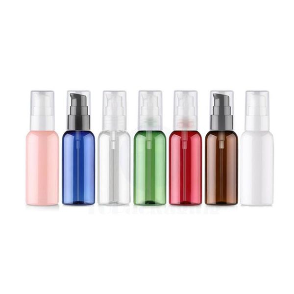 

10pcs/lot 50ml pet amber cosmetic essential oil lotion pump bottles storage & jars