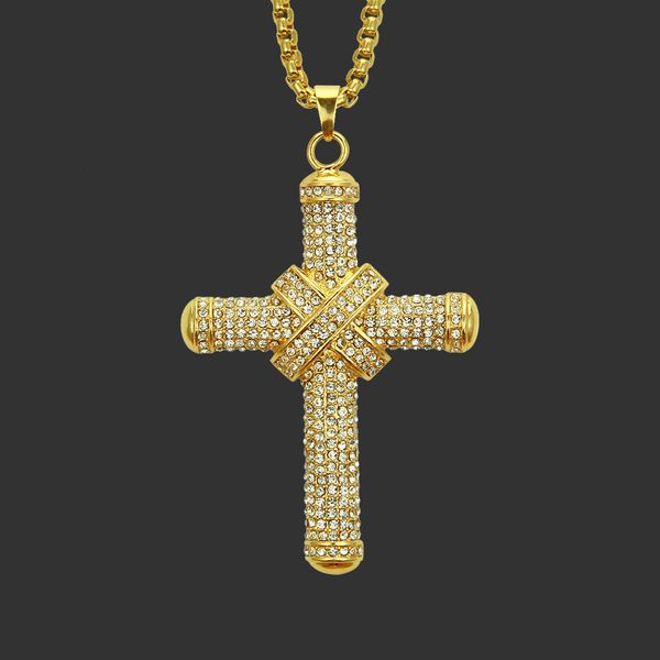 

amulet neck pendants aggressive diamond cross pendant necklace hip hop, Silver